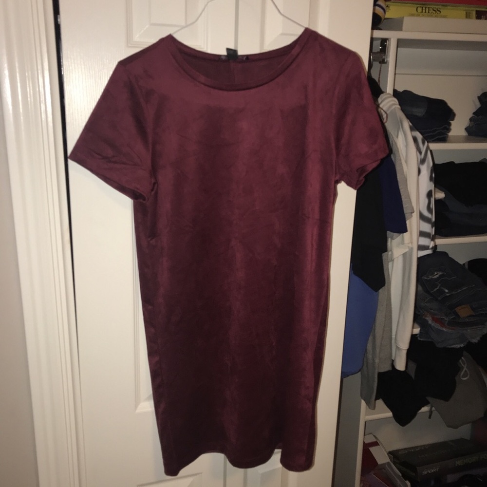 FAUX SUEDE T SHIRT DRESS